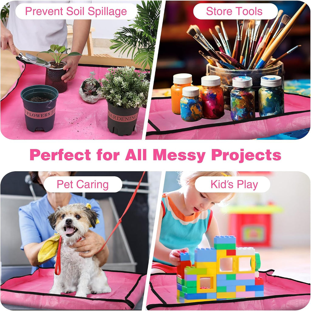 WORKPRO Repotting Mat for Indoor Plant Transplanting and Mess Control, 39.5" X 31.5" Thickened Waterproof Potting Mat, Square Planting Tray, Gardening Gifts for Plant Lovers