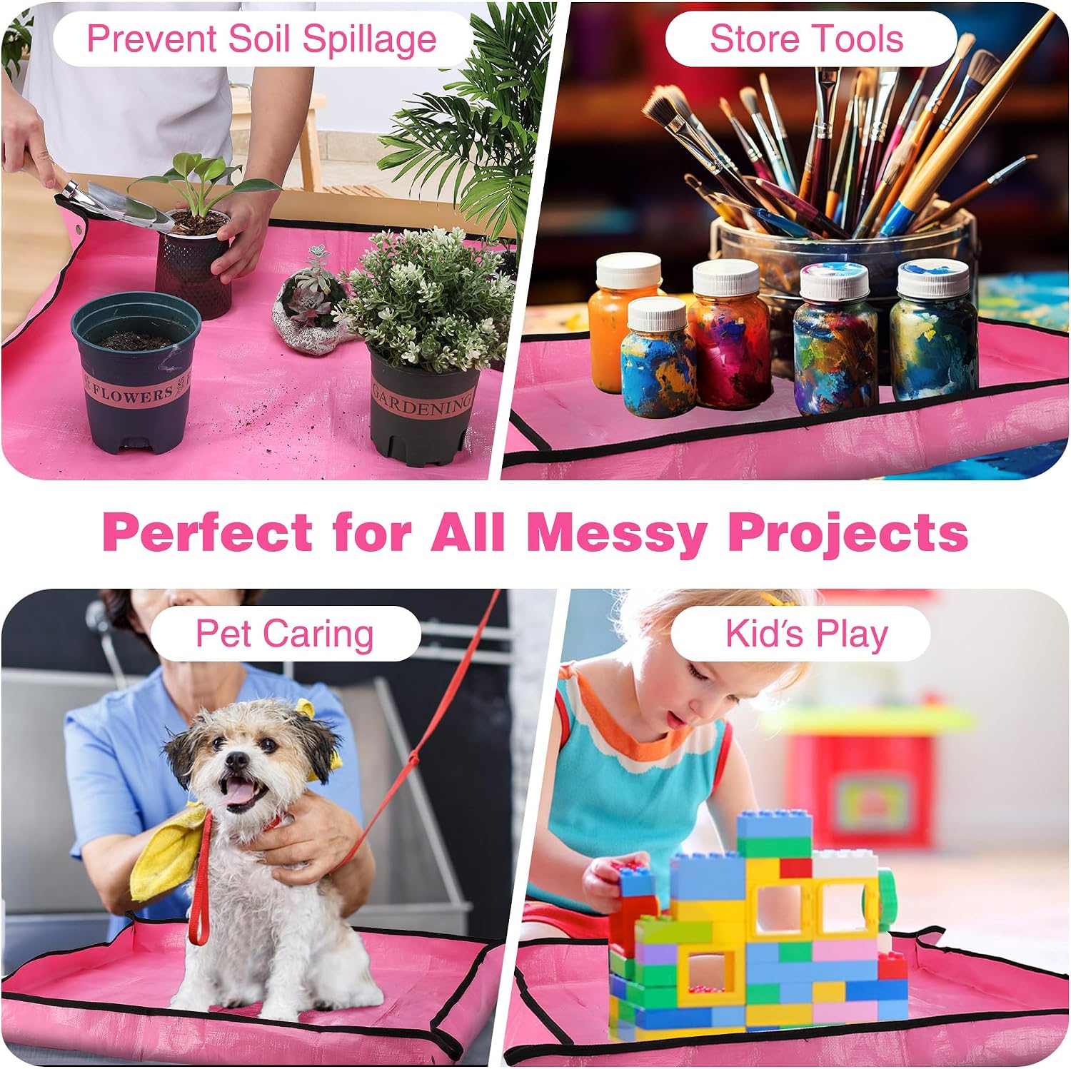 WORKPRO Repotting Mat for Indoor Plant Transplanting and Mess Control, 39.5" X 31.5" Thickened Waterproof Potting Mat, Square Planting Tray, Gardening Gifts for Plant Lovers