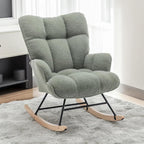 SAETSFEG Rocking Chair Nursery Teddy Upholstered Glider Rocker Small Rocking Chair Indoor Nursering Chair for Small Space Green