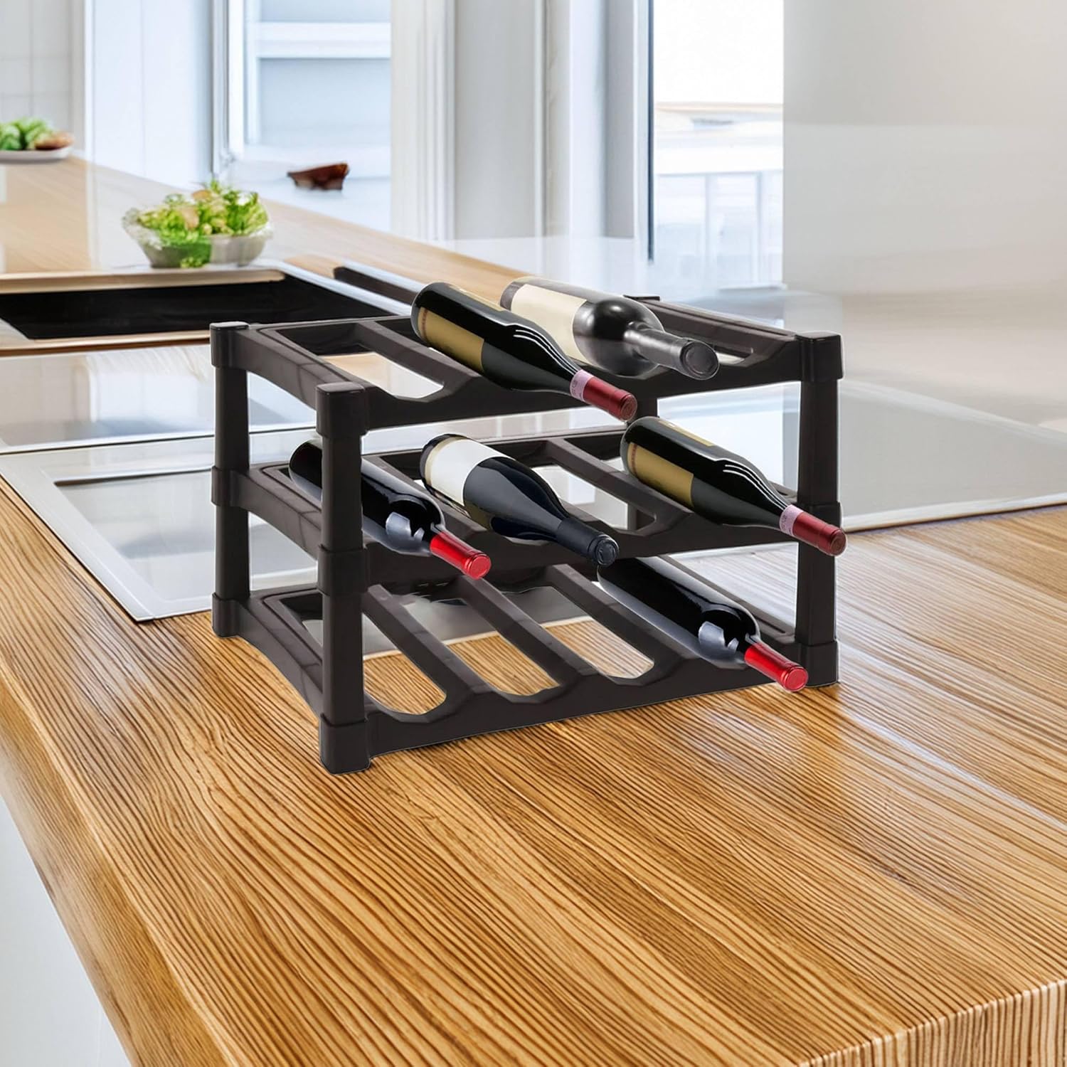 Well Home 3 Layer Stackable Polypropylene Wine Rack for 12 Bottles - 39 x 30 x 25 cm