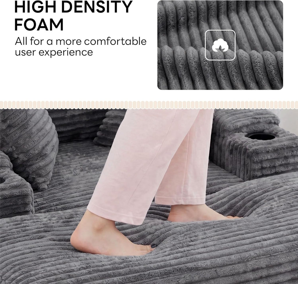 LIKIMIO 54'' Oversized Chaise Lounge Chair Indoor, Gray | Wood Frame