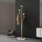 SYO Gold Metal Coat Rack (with Marble Base) — Entryway Standing Coat Stand, Heavy-Duty Vertical Design, Suitable for Entryways, Bedrooms, and Living Rooms