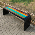 Curved Backless Outdoor Bench Clearance Weatherproof Garden Porch Benches with Oiled Finish Never Deformation or Fade Ideal for Porch Pool Garden Lawn(Black,150cm/59in)