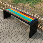 Curved Backless Outdoor Bench Clearance Weatherproof Garden Porch Benches with Oiled Finish Never Deformation or Fade Ideal for Porch Pool Garden Lawn(Black,150cm/59in)