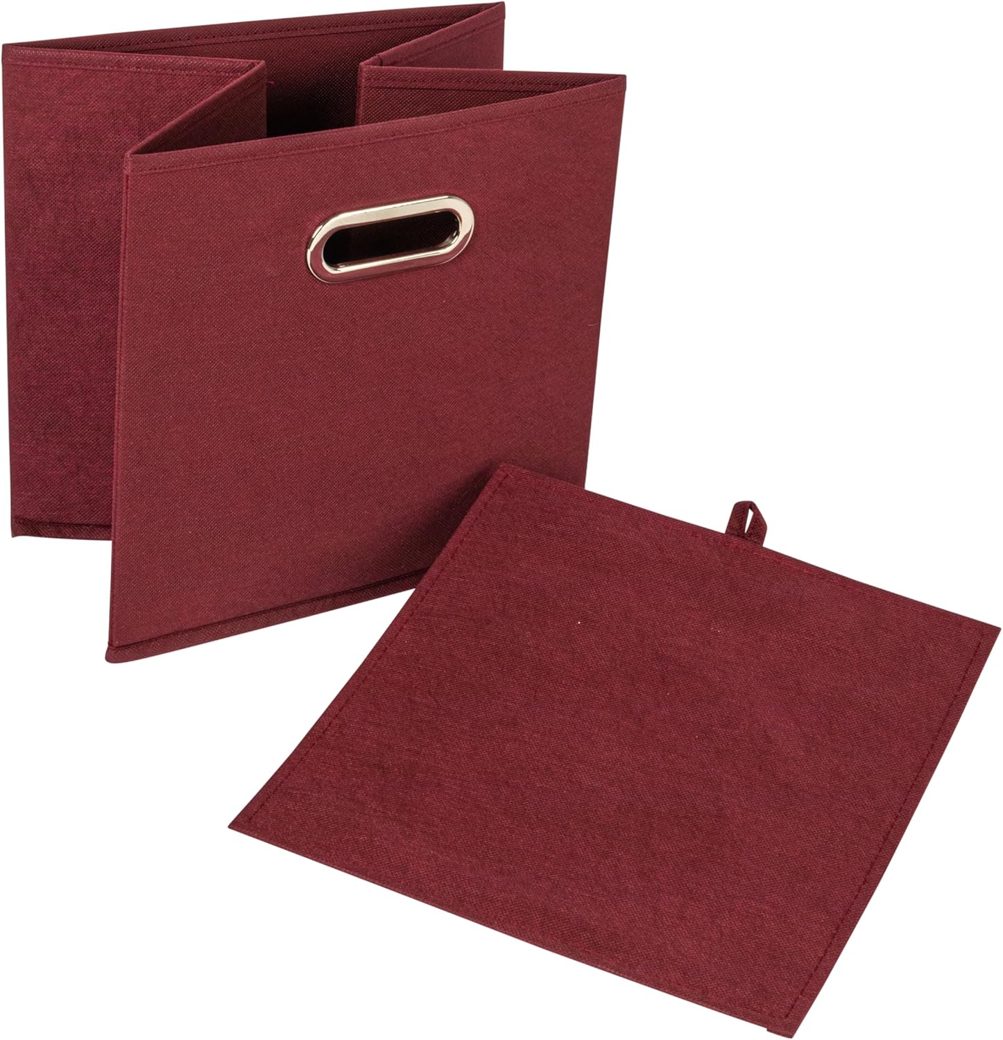 Household Essentials Foldable Fabric Storage Cubes 36-Pack – 11x11x11 Stackable Non-Woven Bins with Chipboard Sides & Grommet Handles – Closet, Shelf, Nursery, or Office Organizer – Burgundy