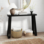 Giantex Narrow Long Console Table, 43" Modern Entryway Table Behind the Couch, Rubberwood Accent Sofa Tables for Living Room, Foyer, Hallway, Bedroom, Entrance (Black)