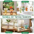 Mushroom Vase, Set of 10 Colored Flower Vase, Propagation Stations Vases, Small Bud Vases Home Decor Cute Glass Mushroom Planter for Room Office Decoration (10Pcs Colorful)