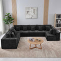 167'' Boneless Chenille U Shaped Couch, Oversized Modular Sectional 8 Seater Sofa, Modern Deep Seat Corner Cloud Compressed Couch, No Assembly Sleeper Sofa with Chaise for Living Room, Black