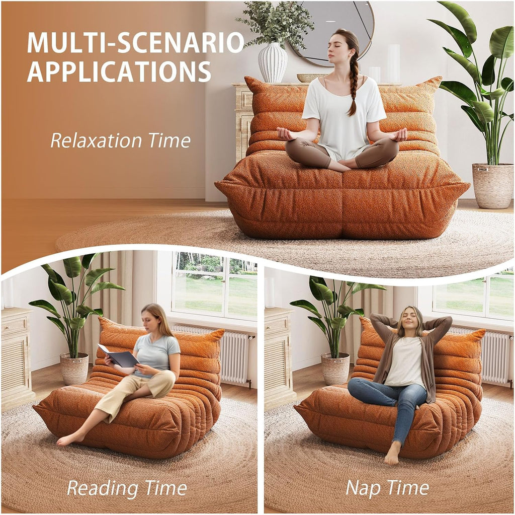 Oversized Bean Bag Chairs for Adults, Giant Beanbag Chair with Memory Foam, Comfy Lounge Chair Lazy Sofa for Apartment, Living Room, Bedroom, Office(Teddy Fabric)