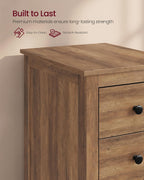 VASAGLE LIRY Collection-Farmhouse Nightstand with 3 Drawers, Slim Side End Table with Storage, Narrow Bedside Table for Bedroom, Office, Warm Brown, ULET132K101S