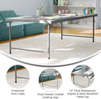 Flash Furniture Paige 4.93' Classroom Activity Table for School and Home, Heavy-Duty Rectangular Plastic Activity Table for Kids, Granite Gray