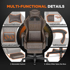 Ferghana Vintage PU Leather Gaming Chair, High Back Gamer Chair with Massage, Ergonomic Computer Office Chair with Footrest for Adults, Racing Style Reclining Video Game Chair Brown