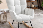 Adulto Teddy Fabric Rocking Chair Outdoor Indoor, Wooden Rocking Chair,A1 | Soft teddy fabric rocking chair with sturdy wooden frame, metal base, and floor protection. Ideal for indoor nursery, li