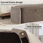 Oval Storage Ottoman Bench, 45" Upholstered Chenille End of Bed Bench Ottomans Bench, Storage Ottoman Foot Rest, Living Room and Hallway, Light Brown