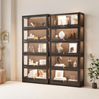 Display Cabinet with Acrylic Glass Doors,5-Tiers Curio Cabinet with LED Lighting for Collectibles, Collectibles Toy Organizers Rack & Display Shelf Display Case Storage Cabinet, Black