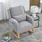 Rocking Glider Chair for Nursery, Wingback Accent Rocker Chair Upholstered Tall Back Arm Chair w/Side Pockets, Modern Leisure Single Sofa for Living Room, Hotel, Bedroom, Baby Room, Grey