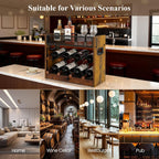 3-Tier Countertop Wine Rack, Coffee Syrup Rack Organizer With Drawer for Coffee Bar, Tabletop Liquor Bottle Display Shelf for Home Kitchens, Restaurants and Bar Counters, Holds up to 18 Bottles