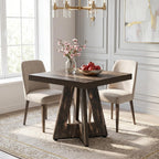 LITTLE TREE 31.5" Square Dining Table for 4, Small Space Kitchen Table with Pedestal Base, Farmhouse Wood Tables for Apartment, Dining Room & Living Room, Ideal for Cafe & Restaurant Use (Black Brown)