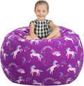 Aubliss Stuffed Animal Bean Bag Storage Chair (Purple Unicorn, X-Large (48''))
