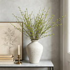 MAKHOT Rustic Ceramic Farmhouse Flower Large Vase, 9.05" Modern Antique Terra Cotta Decorative White Vases Suitable for Home, Indoor, Kitchen, Shelf, Table, Corner Decor, WhiteVase Large Decoration