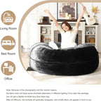 Bean Bag Chair for Adults Soft Comfy Bean Bag for Adults, Cozy Reading Chair, Large Round Bean Bag Couch, Versatile Living Room & Bedroom Chairs (Black, 5FT)
