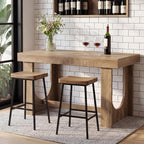 LITTLE TREE 63" Bar Table, Large Wood Home Bar Unit, Rectangular Dining Pub Table with Footrest for Home Kitchen, Dining Room, Living Room, Bistro, Brown