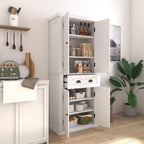 72" Kitchen Pantry Storage Cabinet, Traditional Freestanding Cupboard with 4 Doors and Adjustable Shelves, Large Central Drawer, White,15.75 * 30 * 72