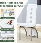 White Dining Chairs Set of 4, Upholstered Kitchen Chairs Set of 4 | Faux Leather Cushion and Metal Legs, Modern Dining Room Chair for Restaurant Kitchen
