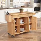 Homestyles General Line Natural Mobile Kitchen Cart, 54"W