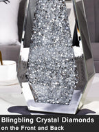 Flower Vase Crushed Diamond Vases for Decor Silver Mirror Vases for Centerpieces, Bling Crystal Decorative Glass Vase for Home Decor, 12 Inch - Can’t Hold Water