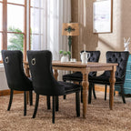 ODUSE-DAILY Black Velvet Dining Chairs Set of 8, Kitchen & Dining Room Chairs, Four Fabric Tufted Dinning Chairs, Velvet Upholstered, Wing Back, Metal Pull Ring, Wood Frame, Mid Century Modern