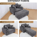 LIKIMIO 54'' Oversized Chaise Lounge Chair Indoor, Gray | Wood Frame