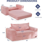 MAXYOYO Convertible Sofa Bed, 2 in 1 Folding Couch Bed for Small Space, Pull Out Loveseat Sofa Couch with Large Back Pillow, Plush Faux Fabric Lounge Couch for Living Room, Apartment, Pink