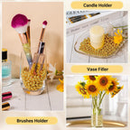Suream 1300PCS Pearl Beads for Centerpieces, 8mm/0.31in No Hole Artificial Beads for Vase Filler, Jewelry Making, Table Scatter, Wedding Decoration, Makeup Holder, DIY Craft Projects, Gold Plated