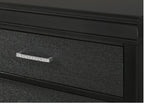 Modern Style Two Drawers Nightstand Black Finish Solid Wood Crystal-Like Button Tufted,for Small Spaces