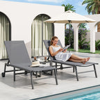 Amopatio Patio Lounge Chairs with Wheels 2 Outdoor Chaise Lounges and 1 Side Table for Poolside Adjustable Lounge Chair with Heavy-Duty Steel Frame for Backyard Poolside,400 LBS Capacity, Gray