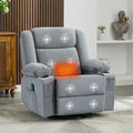Swivel Rocker Recliner Chair with Heat and 8-Point Massage, Extra Wide Manual Lounge Sofa for Adults, Overstuffed Living Room Chair with 2 Cup Holders 4 Pockets & Remote (-Grey)