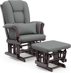 Storkcraft Tuscany Glider and Ottoman with Lumbar Pillow, Espresso/Gray | GREENGUARD Gold Certified, Bonus Lumbar Cushion Included, Solid Wood Base, Smooth Motion, Award-Winning Nursery Rocking Chair