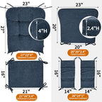 5 PCS Glider Rocker Replacement Cushions with Storage Side Pocket, Luxuriy Chenille Fabric Foam & Microfiber Filling, Thickened & Supportive Rocking Chair Cushion Set, Dark Blue