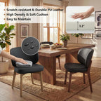 YOUNIKE Dining Chairs Set of 6 Mid Century Modern Kitchen Chair with High Back Faux Leather Upholstered Armless Chair 20" Wide Padded Seat with Wooden Legs for Kitchen Dining Living Room Bedroom Black