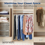 SereneLife Wooden Pants Hangers, 30-Pack Hangers with Adjustable Clips and Anti-Rust Swivel Hook, Space-Saving Pant Organizer for Closet, Ideal for Jeans, Slacks, Shorts, Trousers, Skirts (Retro)