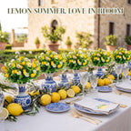 16 Pcs Artificial Lemon Branches Decor Centerpieces for Tables Fake Fruit Lemon Bouquet Summer Yellow Faux Flower Farmhouse Outdoor Decor for Kitchen Home Bathroom Wedding Party