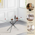 HomVent 5 Piece Rectangular Glass Dining Table Set, Tempered Glass Dinner Table Set for 4 Kitchen Table Set with 4 Velvet Upholstered Chairs for Kitchen Dining Room