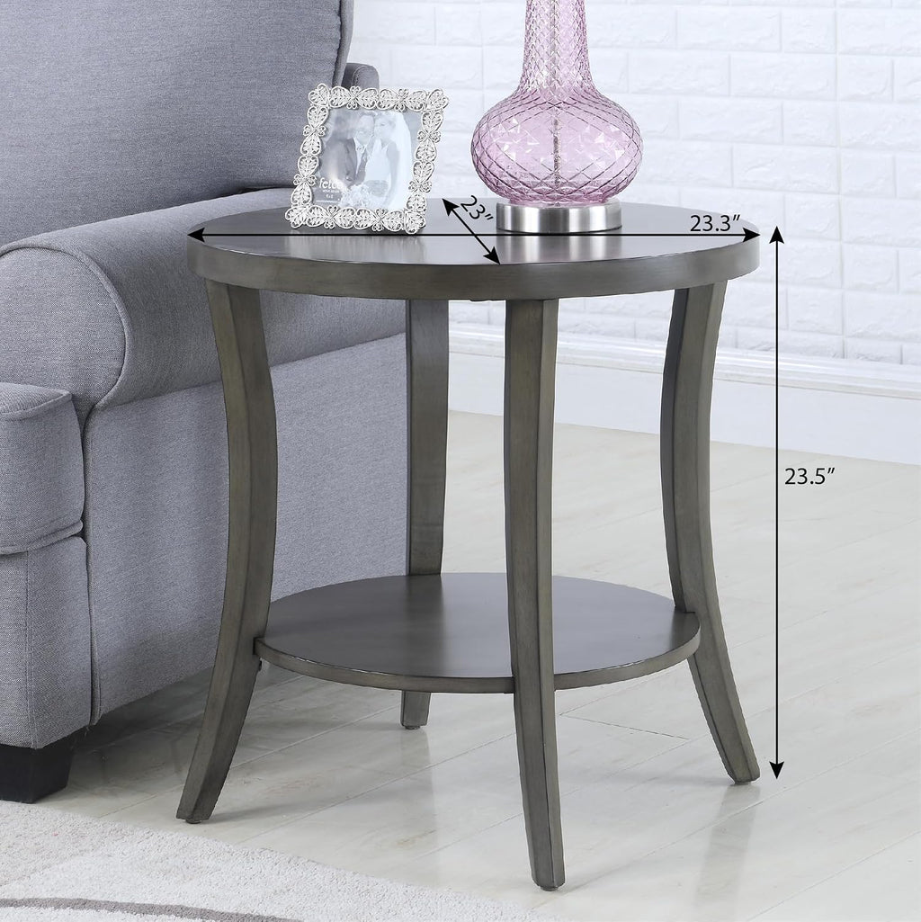 Oval Shelf End Table, Gray