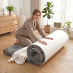 Japanese Floor Mattress, 3.5" Thicken Futon Mattress Tatami Mat with Non-Slip Bottom,Removable Washable Cover,Foldable Mattress Tatami Mat Sleeping Pad,Grey Geometric,Full（80’‘x48''