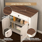 Buffet Cabinet with Storage and Drawer，Sideboard Coffee Bar with Adjustable Shelves and Doors, White Accent Cabinet Credenza Console Organizer Modern Coffee Bar for Kitchen Dining Room Living Room