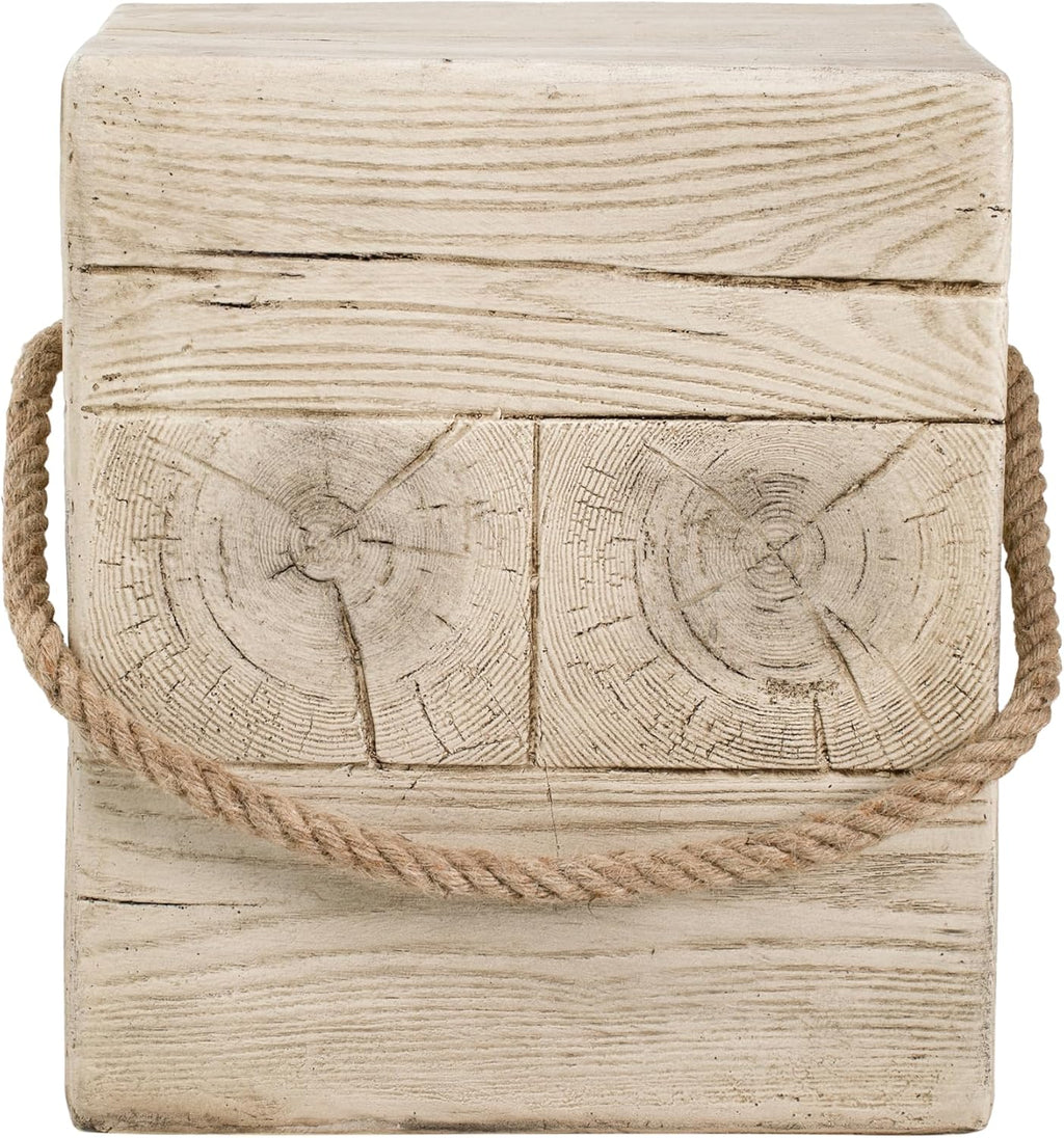 Stone Side Table,Round Faux Marble Side Table,Modern Small Stone End Table for Balcony (wood-28)