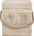 Stone Side Table,Round Faux Marble Side Table,Modern Small Stone End Table for Balcony (wood-28)