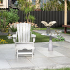 LETKIND Folding Adirondack Chair with Retractable Ottoman Set of 2, All Weather Fire Pit Chairs with Cup Holder, Outdoor Chair with Ottoman,White