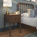 Max & Lily Jenny Kids Nightstand with 1 Drawer, Solid Pine Wood, Turned Spindle Legs, Low-VOC Finish, Vintage-Style Bedroom Side Table, Walnut